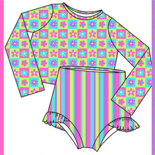 Load image into Gallery viewer, Floral Squares and Stripes