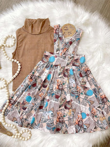 Vintage Bear Book Suspender Skirt