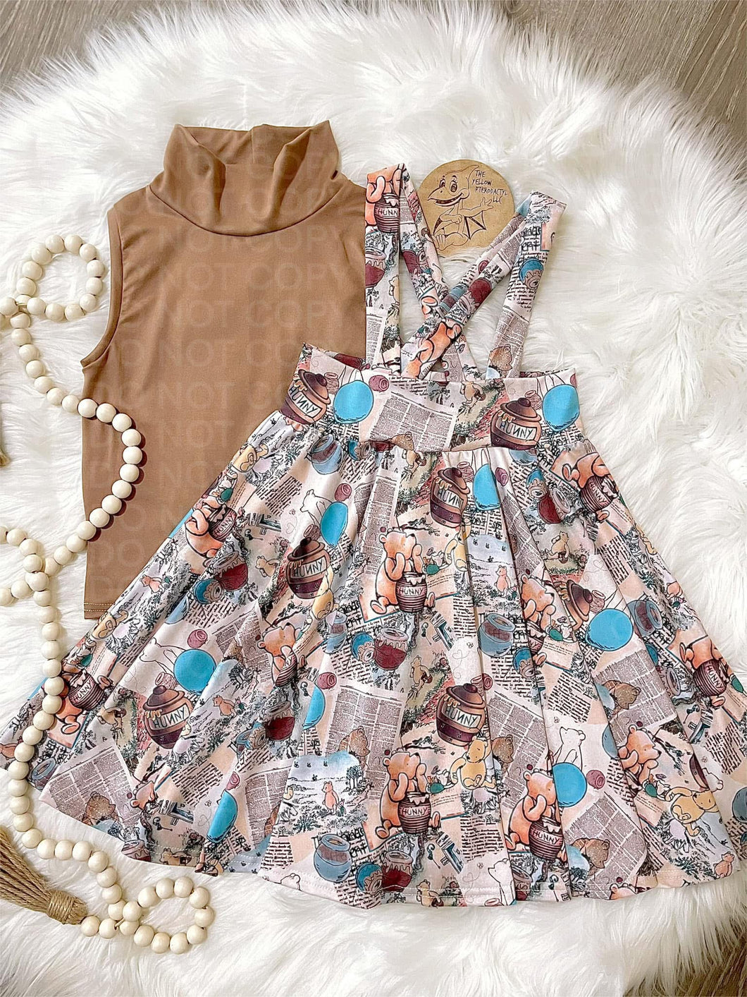 Vintage Bear Book Suspender Skirt