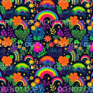 Neon flowers and rainbows