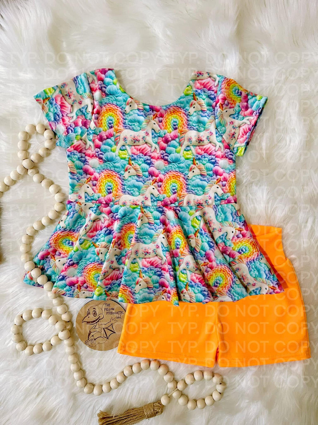 3D Neon Unicorn Peplum & Shorts