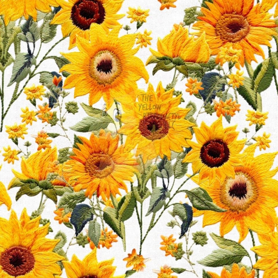 Faux Embroider Sunflowers