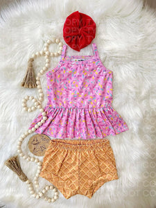 Strawberry Sprinkles Cami Peplum Set