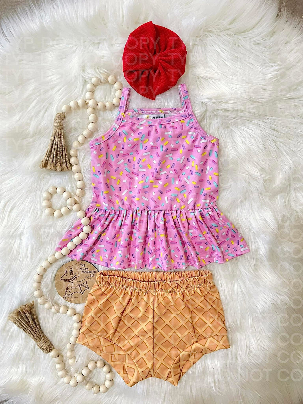 Strawberry Sprinkles Cami Peplum Set
