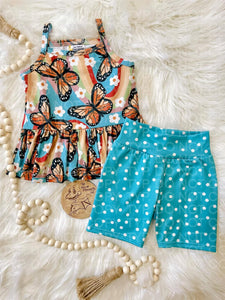 Retro Monarch Cami Peplum & Biker Shorts