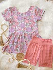 Pastel Floral Peplum & Bikers