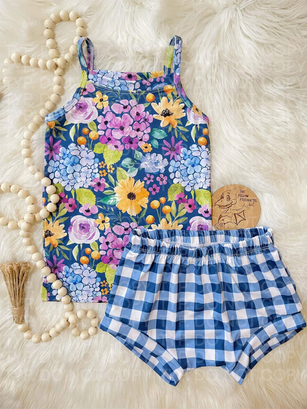 Hydrangeas & Checks Cami Tank Set
