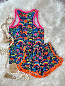Neon flowers and rainbows
