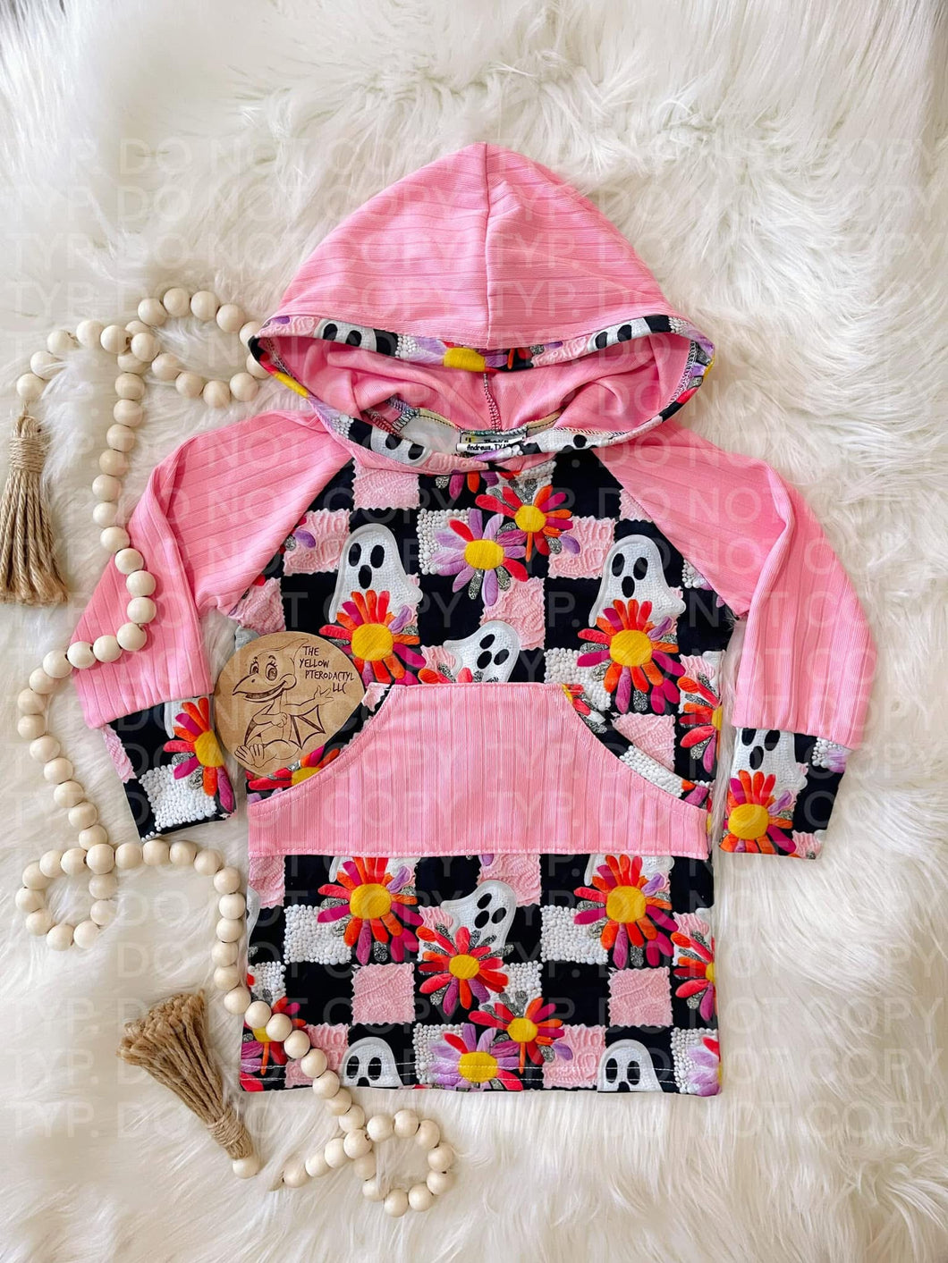 3D Ghost Checks Hoodie Dress