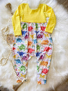 Rainbow Dino Bubble Romper