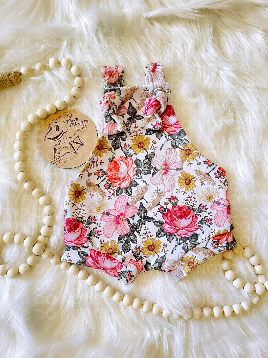 Vintage Floral Knotted Overall Shorts